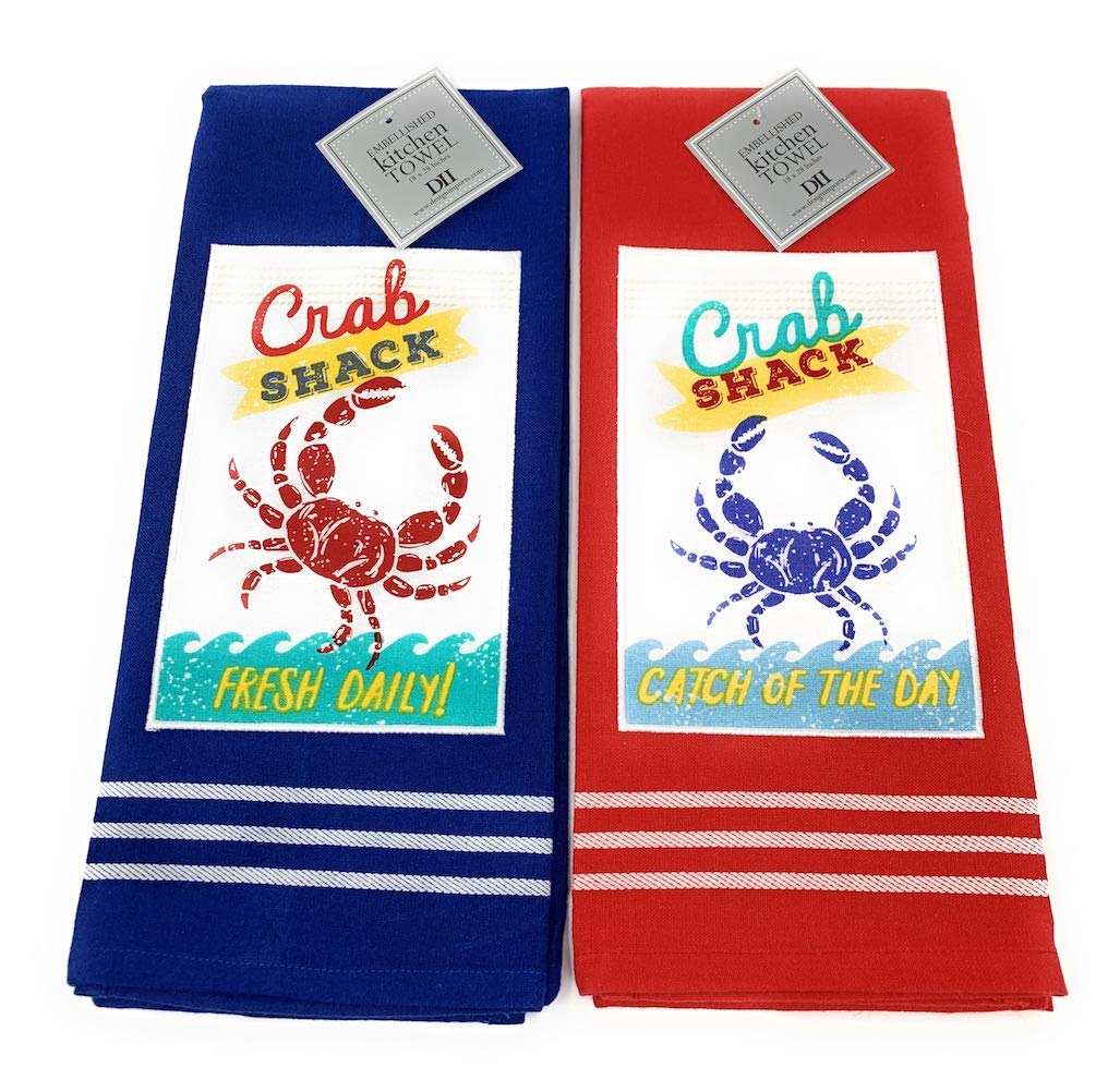 DII Crab Shack Embellished Dishtowel 2 pk. Set