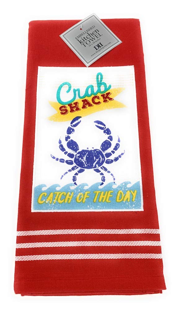 DII Crab Shack Embellished Dishtowel 2 pk. Set