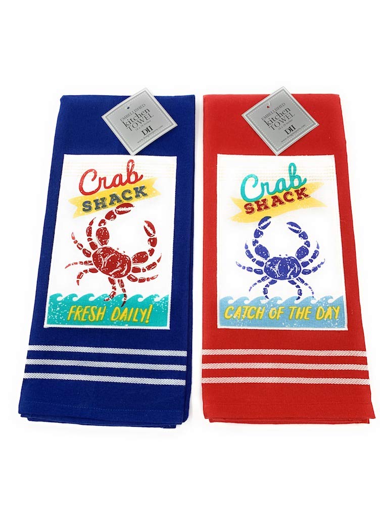 DII Crab Shack Embellished Dishtowel 2 pk. Set