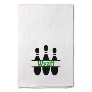 style in print custom decor flour kitchen towels personalized name bowling pins sports cleaning supplies dish white