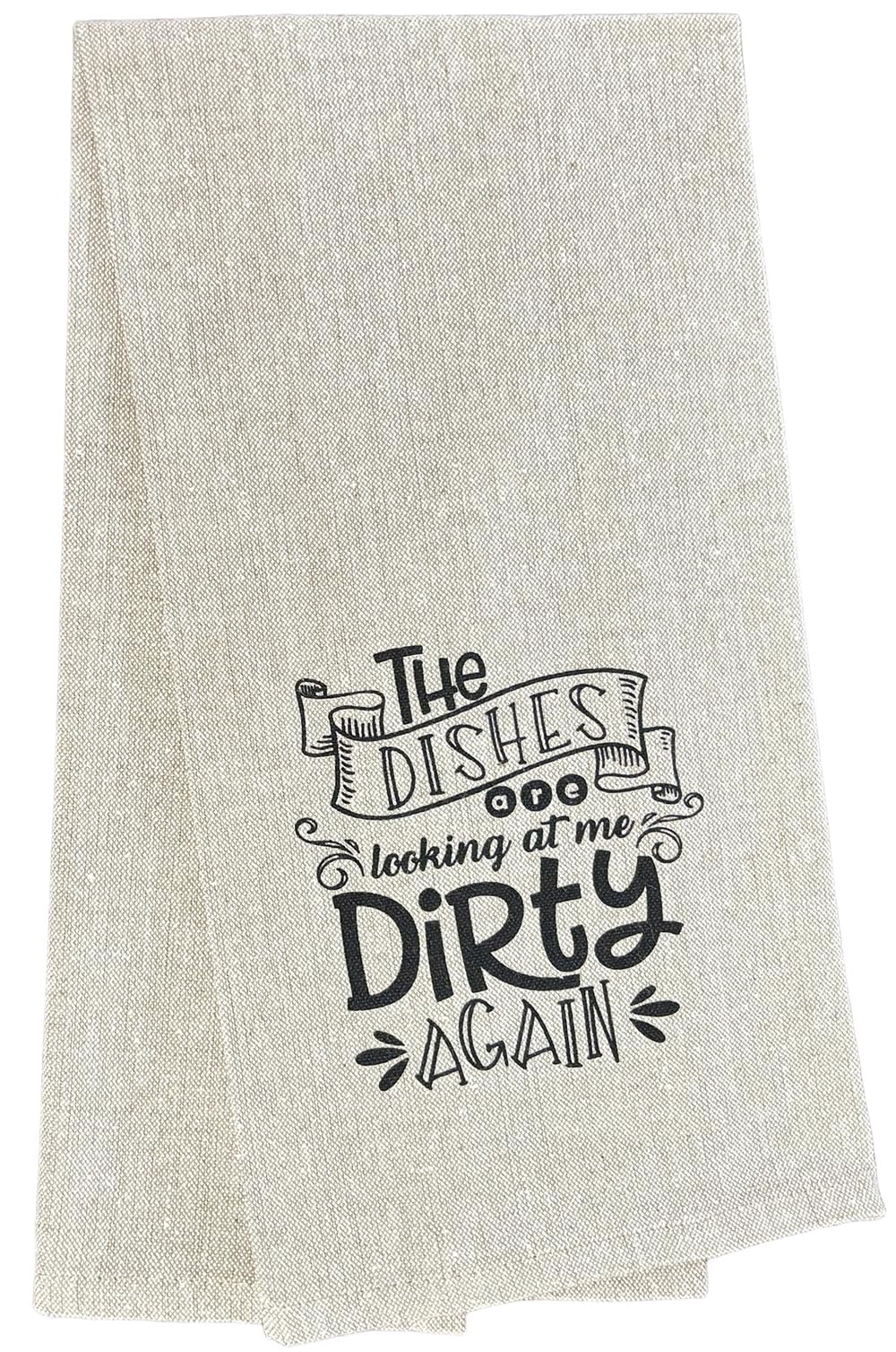 Petal Cliff Set of 2, The Dishes are Looking at me Dirty Again. Funny Flour Sack Kitchen Towels for Wedding, Baby Shower, Home Decor, Housewarming Size: 15 X 25 Inch.