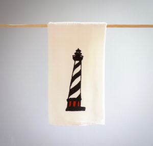 north carolina tea towel. cape hatteras lighthouse illustration dish towel. north carolina gift. perfect housewarming gift for your nc local