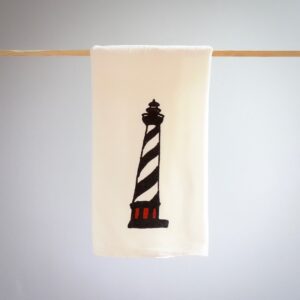 North Carolina Tea Towel. Cape Hatteras Lighthouse Illustration Dish Towel. North Carolina Gift. Perfect Housewarming Gift for your NC Local