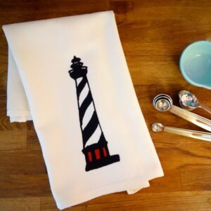 North Carolina Tea Towel. Cape Hatteras Lighthouse Illustration Dish Towel. North Carolina Gift. Perfect Housewarming Gift for your NC Local