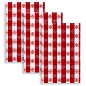 cackleberry home red and white tavern check woven cotton jacquard kitchen towels 18 x 28 inches, set of 3