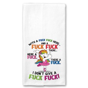 funny f*ck unicorn farmer song microfiber tea towel kitchen linen adult theme gift for her