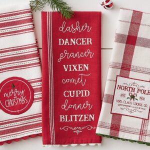 DII Vintage Christmas Tea Towels Decorative Holiday Kitchen Dish Towel Set, 18x28, North Pole Plaid, 2 Piece