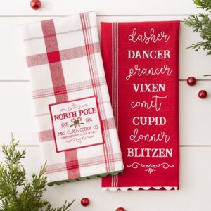 DII Vintage Christmas Tea Towels Decorative Holiday Kitchen Dish Towel Set, 18x28, North Pole Plaid, 2 Piece