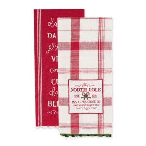 DII Vintage Christmas Tea Towels Decorative Holiday Kitchen Dish Towel Set, 18x28, North Pole Plaid, 2 Piece