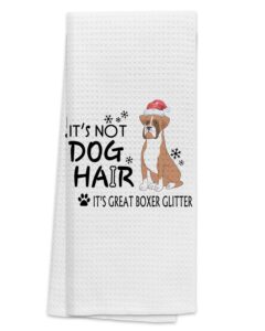 tunw dog themed kitchen towels 16″×24″,it’s not dog hair it’s great boxer glitter soft and absorbent kitchen tea towel dish towels hand towels,gifts for women girls dog lovers boxer mom