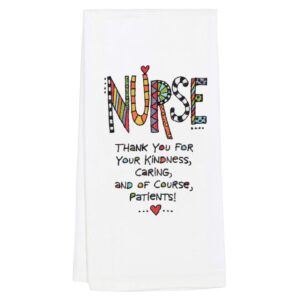 enesco our name is mud cuppadoodle nurse embroidered dish cloth tea towel, 26.5 inch, multicolor