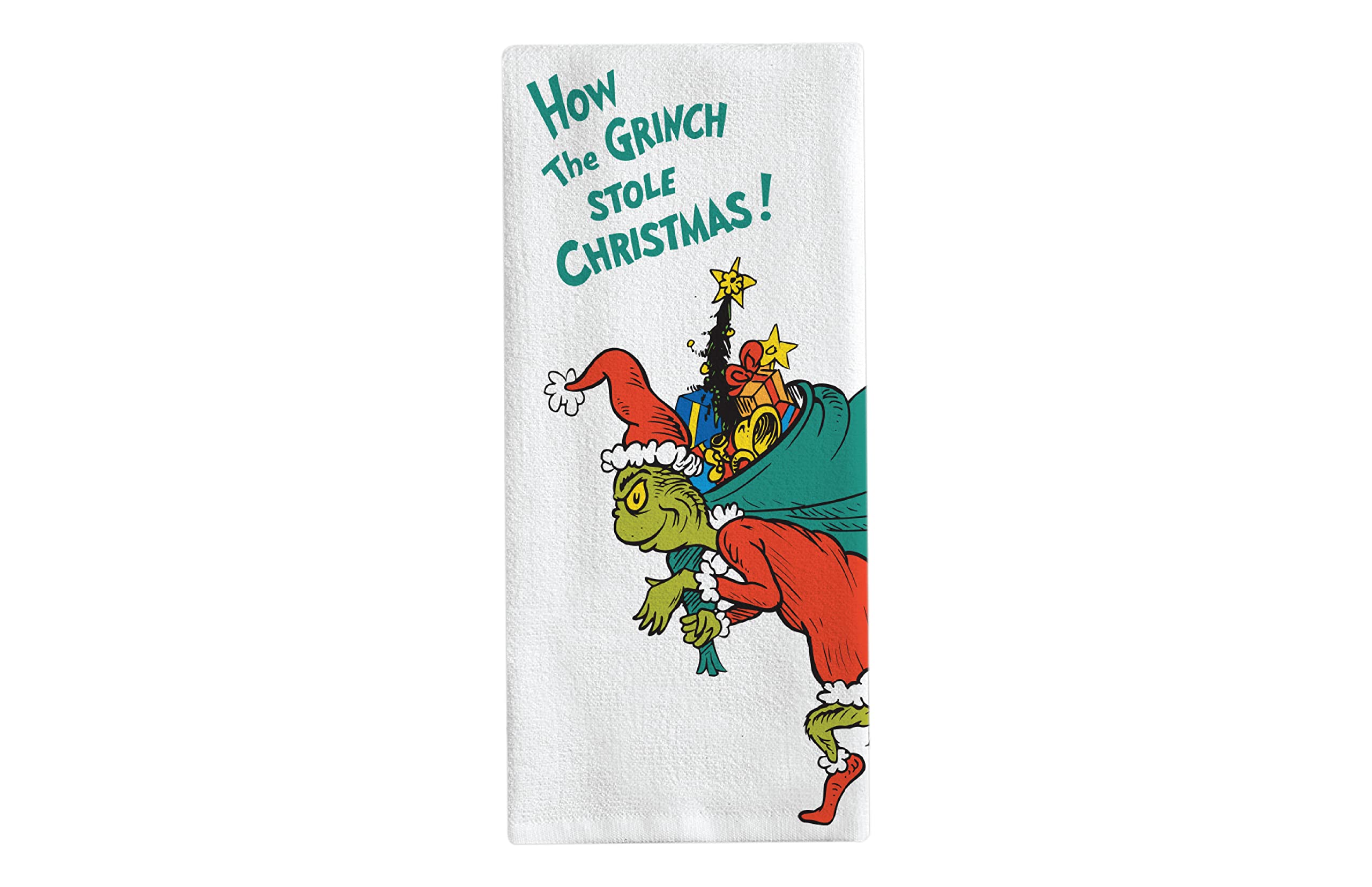 Bioworld Dr. Seuss How The Grinch Stole Christmas Animated Movie White Kitchen Towel