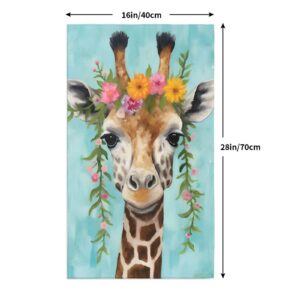 Dujiea Giraffe with Floral Headpiece Kitchen Dish Towel Soft Highly Absorbent Hand Towel Home Decorative Multipurpose for Bathroom Hotel Gym and Spa 15 X 27 Inches