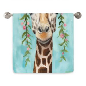 Dujiea Giraffe with Floral Headpiece Kitchen Dish Towel Soft Highly Absorbent Hand Towel Home Decorative Multipurpose for Bathroom Hotel Gym and Spa 15 X 27 Inches