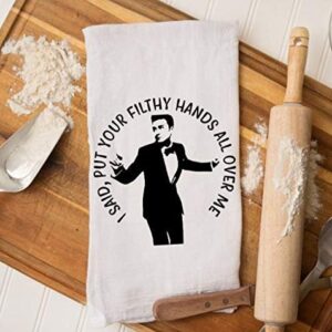 Justin Put Your Filthy Hands on ME, Timblerlake Kitchen Towel Gift, JT Christmas Towel Gift, N Sync Kitchen Towel, Boy Band Gift