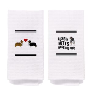 negiga funny aussie dogs heart love bath towels and dishcloths sets 24x16 inch set of 2,funny aussie butt decor decorative dish hand tea bath towels for kitchen bathroom,dog lovers girls gifts