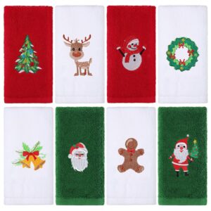 8 pieces christmas hand towels christmas kitchen towels santa holiday decorative dish towels christmas tree fabric washable cleaning cloth for home kitchen household supplies, 12 x 18 inch