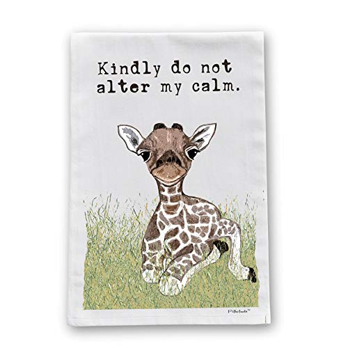 Calm Giraffe Flour Sack Cotton Dish Towel by Pithitude