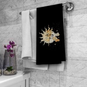 Dibor Tarot Sun Moon and Star Kitchen Towels Dish Towels Dishcloth Set of 2,Boho Astronomy Astrology Decorative Absorbent Drying Cloth Hand Towels Tea Towels for Bathroom Kitchen,Tarot Lovers Gifts