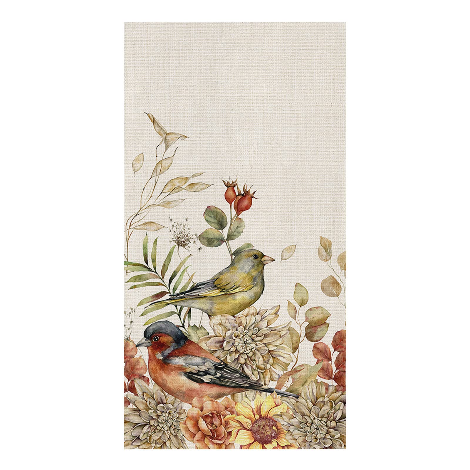 1 PCS Fall Birds Eucalyptus Kitchen Towels 18"x28" Absorbent Cleaning Cloths for Drying Dish,Reusable Kitchen Soft Terry Hand Tower Vintage Rustic Farmhouse Leaves Sunflower Washable Dish Towel