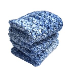 handmade cotton kitchen dish cloths blues blue set of 3 eco friendly wash cloths reusable dishcloths