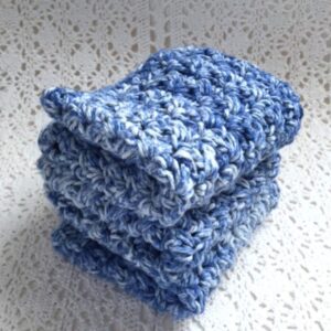 Handmade Cotton Kitchen Dish Cloths Blues Blue Set of 3 Eco Friendly Wash Cloths Reusable Dishcloths