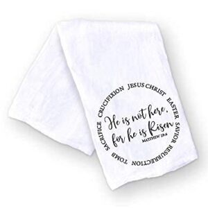 Handmade Happy Easter Kitchen Towels - Religious He Is Risen Hand Towel for Easter Holiday - 28x28 Inch Housewarming Hostess Gift, Spring Cooking Party (He is Risen Religious)