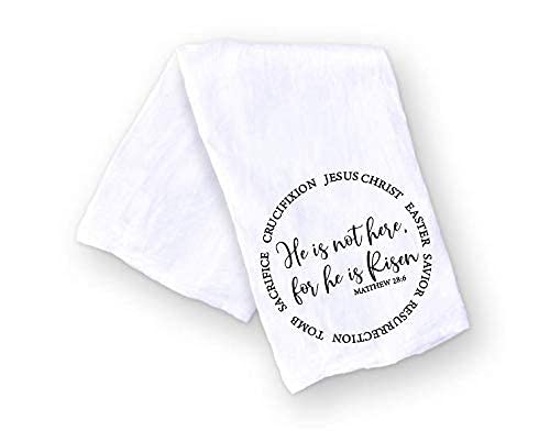 Handmade Happy Easter Kitchen Towels - Religious He Is Risen Hand Towel for Easter Holiday - 28x28 Inch Housewarming Hostess Gift, Spring Cooking Party (He is Risen Religious)