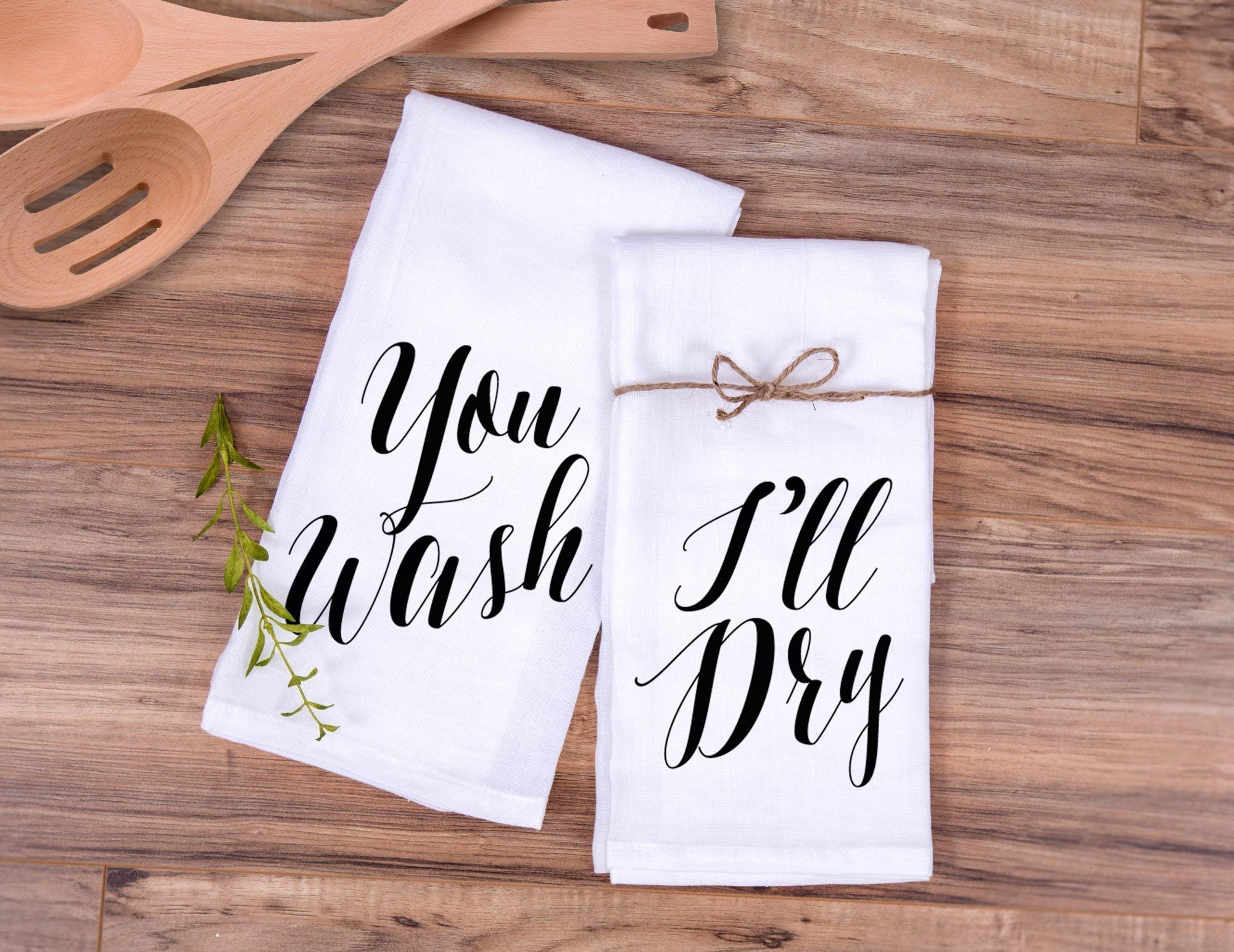 Kitchen Towel Gift Set"You Wash, I'll Dry" Wedding Gift or Anniversary Gift for Him or Her (2 Kitchen Towels)