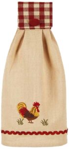 home collection by raghu rooster barn and nutmeg towel, 16.5 x 18.5", red set of 2,ttre0023