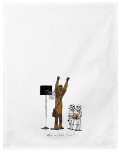 bioworld star wars chewbacca and stormtrooper play basketball dish towels