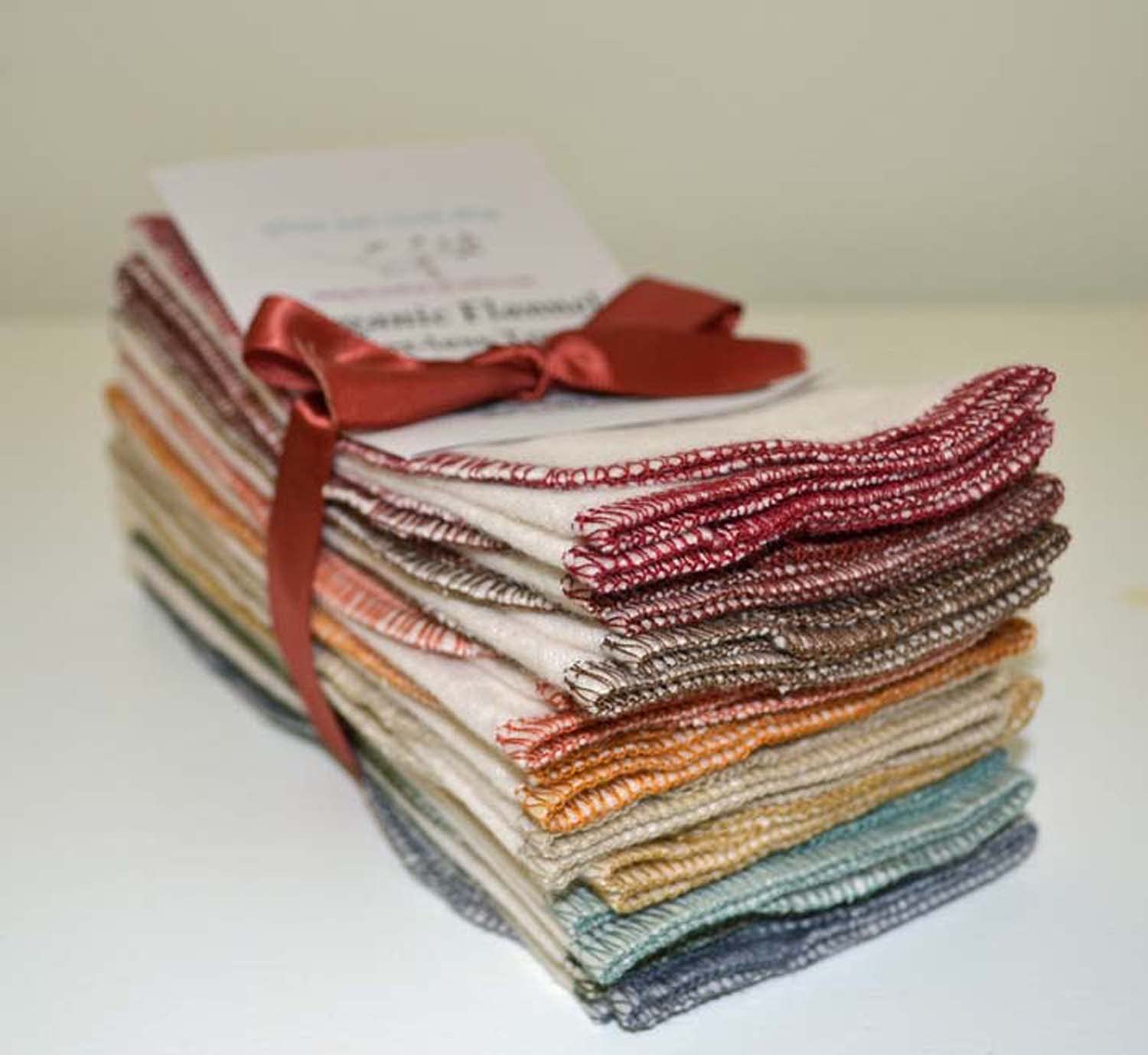 Gina's Soft Cloth Shop 1 Ply Organic Cotton Flannel Paperless Towels 11x12 Inches Set of 10 Earthtones Assortment