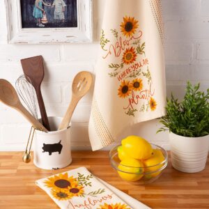 DII Sunflower Collection Kitchen Essentials, Dishtowel Set, Sunny Sunflowers