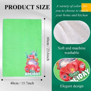 4 Pieces Christmas Kitchen Dishtowel Microfiber Peppermint Candy Dishtowel Large Holiday Kitchen Towels Xmas Tree Merry Christmas Hand Towel for Kitchen Decoration, 15.7 x 23.6 Inches (Adorable Style)