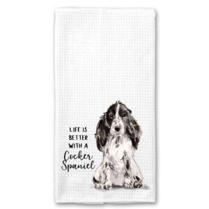 watercolor life is better with a cocker spaniel microfiber kitchen tea bar towel gift for animal dog lover