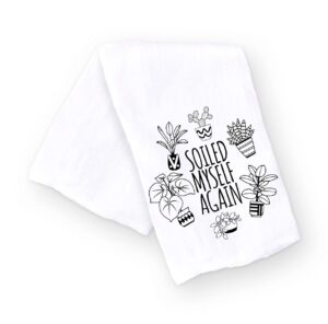 handmade funny kitchen towel - 100% cotton cheeky soiled myself again dish towel for plant lovers - 28x28 inch perfect for housewarming christmas mother's day birthday gift (soiled myself again)