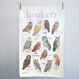 sarah edmonds illustration hooters owl towel - anytime owl gifts, birthday gifts for her & get well soon gifts for women, 100% cotton, 19 x 30-inches (hooters/owls)