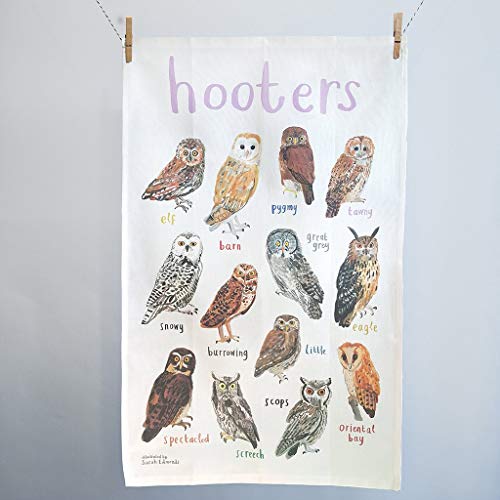 Sarah Edmonds Illustration Hooters Owl Towel - Anytime Owl Gifts, Birthday Gifts for Her & Get Well Soon Gifts for Women, 100% Cotton, 19 x 30-inches (Hooters/Owls)