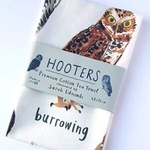 Sarah Edmonds Illustration Hooters Owl Towel - Anytime Owl Gifts, Birthday Gifts for Her & Get Well Soon Gifts for Women, 100% Cotton, 19 x 30-inches (Hooters/Owls)