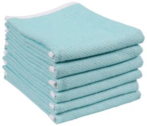 reversible terry web kitchen towels | set of 6 18 x 28 inch absorbent, durable, beautiful, and luxuriously soft kitchen towels | perfect for kitchen spills, cleaning, and drying your hands - aqua