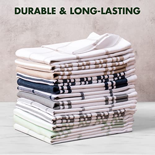 GreenPan 3-Piece Kitchen Towel Set, 20" x 30" Retro-Inspired, Ultra Soft Organic Cotton, Reusable & Durable, Machine Washable, Taupe