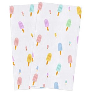 big buy store rainbow color popsicle kitchen dish towels set of 2, soft lightweight microfiber absorbent hand towel kids decor tea towel for kitchen bathroom 18x28in
