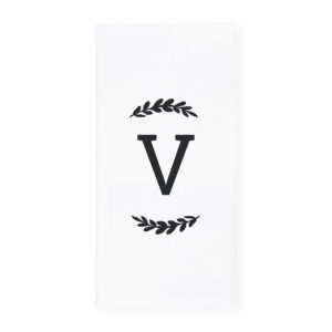 the cotton & canvas co. personalized single monogram initial v soft absorbent kitchen tea towel, flour sack towel, dish cloth