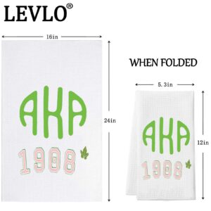 LEVLO Sorority Kitchen Towel Sorority Sisters Gift Pink and Green Sorority Tea Towels Sorority Housewarming Gift (A K Sorority Towel)