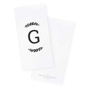 The Cotton & Canvas Co. Personalized Single Monogram Initial G Soft Absorbent Kitchen Tea Towel, Flour Sack Towel, Dish Cloth