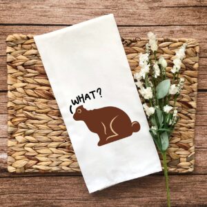 Chocolate Bunny My Butt Hurts What Set of 2 Tea Towels Funny Cute Easter Rabbit Humor Flour Sack Dish Bathroom or Kitchen Decor Hand Towel