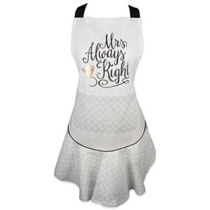dii women's spring & summer apron collection adjustable, two large pockets & extra long ties, one size fits most, mrs. always right