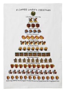 mistletoe & co. a coffee lover's christmas kitchen towel, 18" x 26"