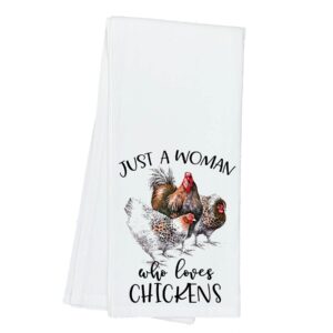 just a woman who loves chickens farm flour sack cotton tea towel kitchen linen