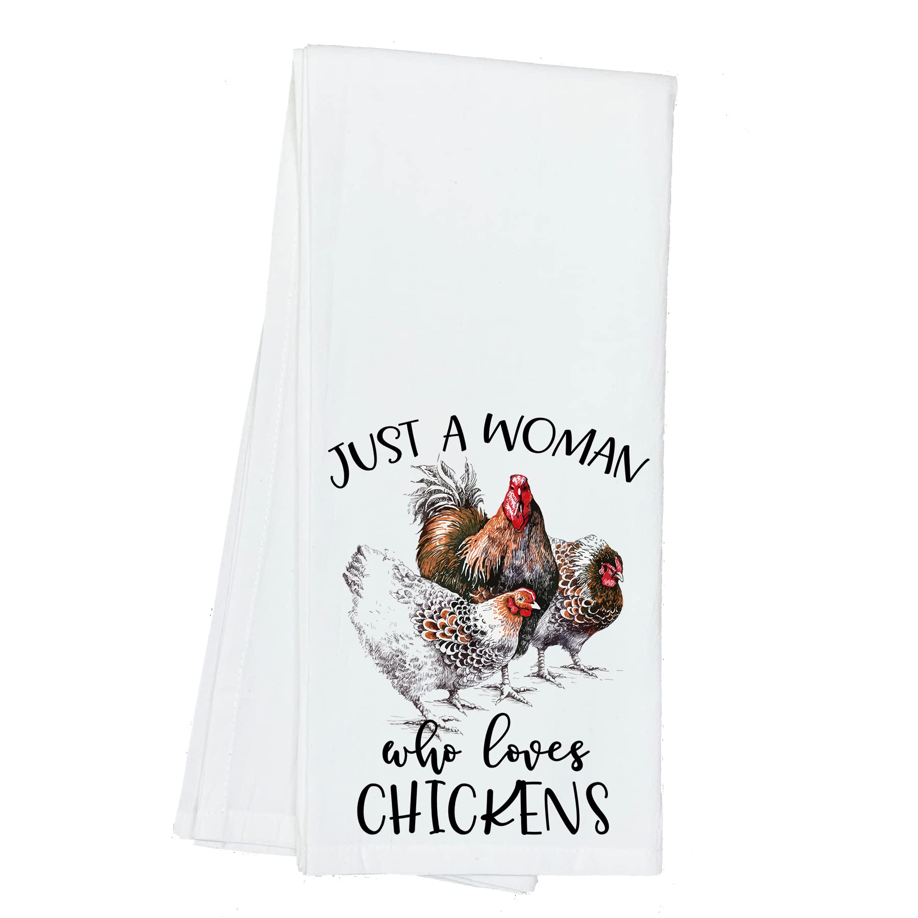 Just a Woman Who Loves Chickens Farm Flour Sack Cotton Tea Towel Kitchen Linen